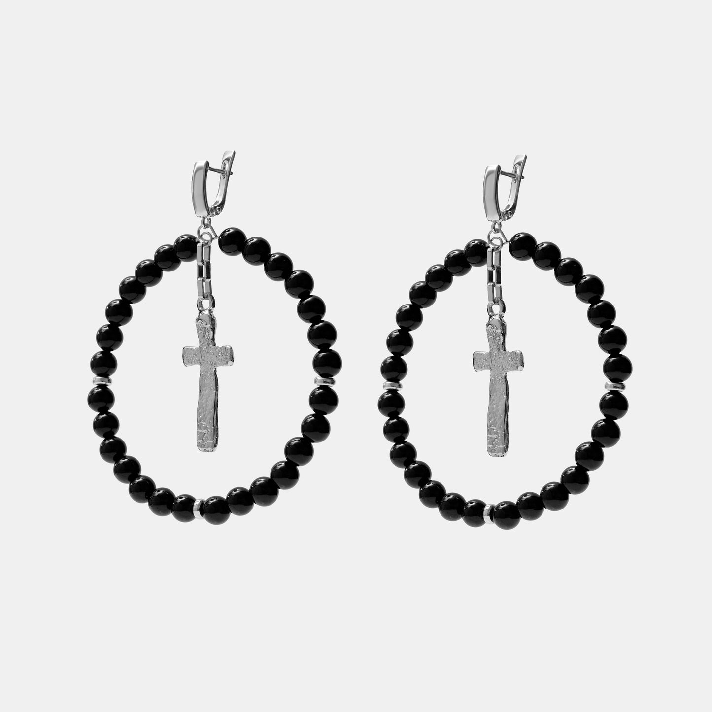Earrings Oberig Onyx platinum