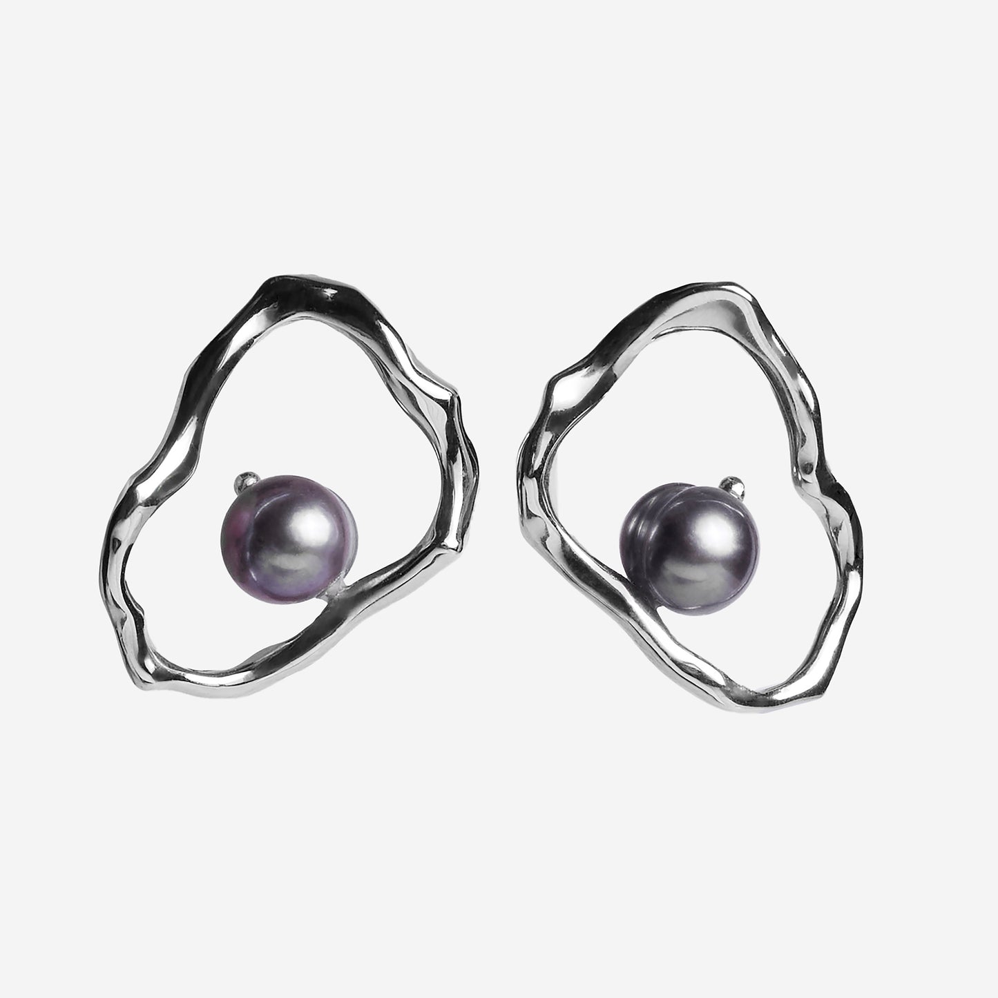 Earrings Perla platinum "BLACK"
