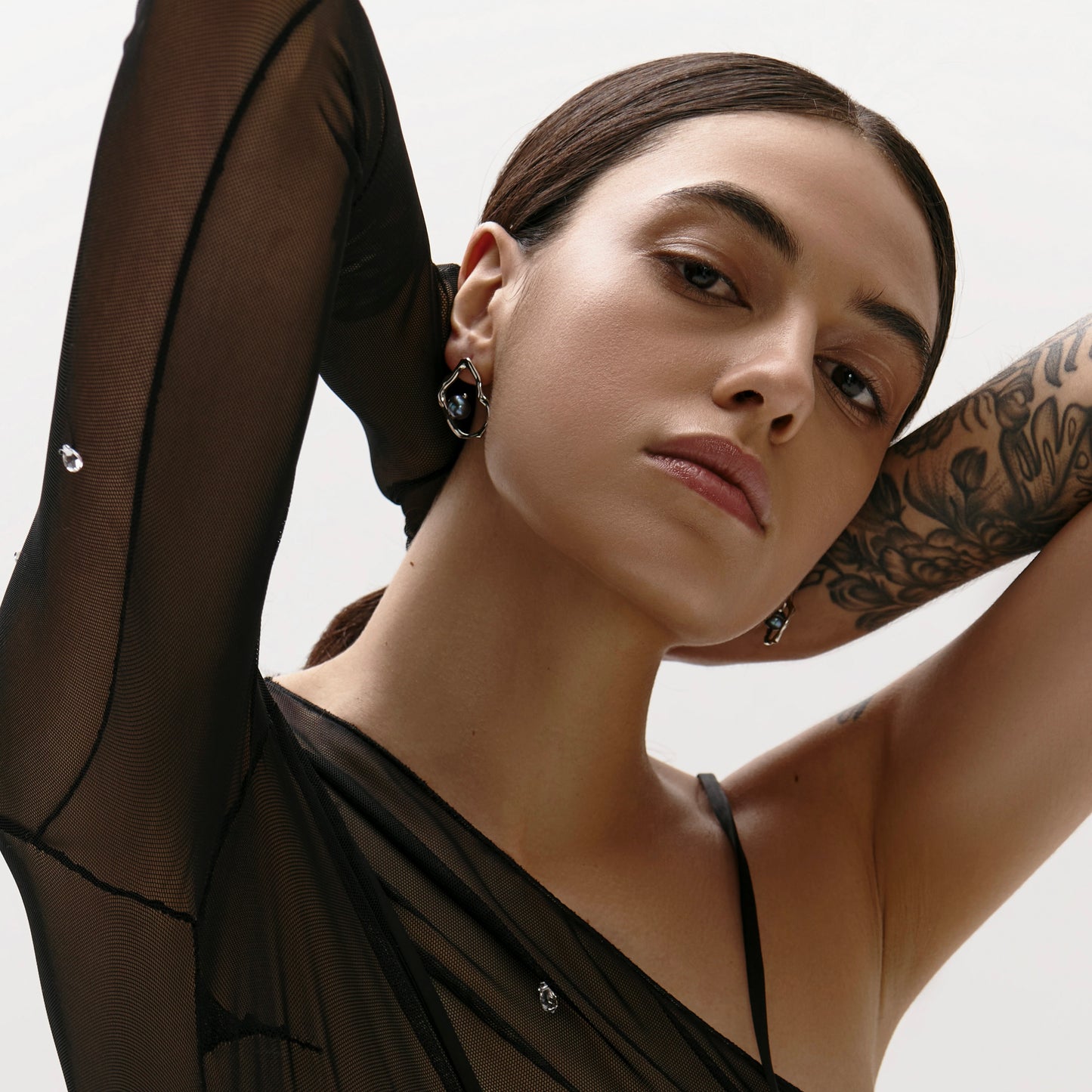 Earrings Perla platinum "BLACK"