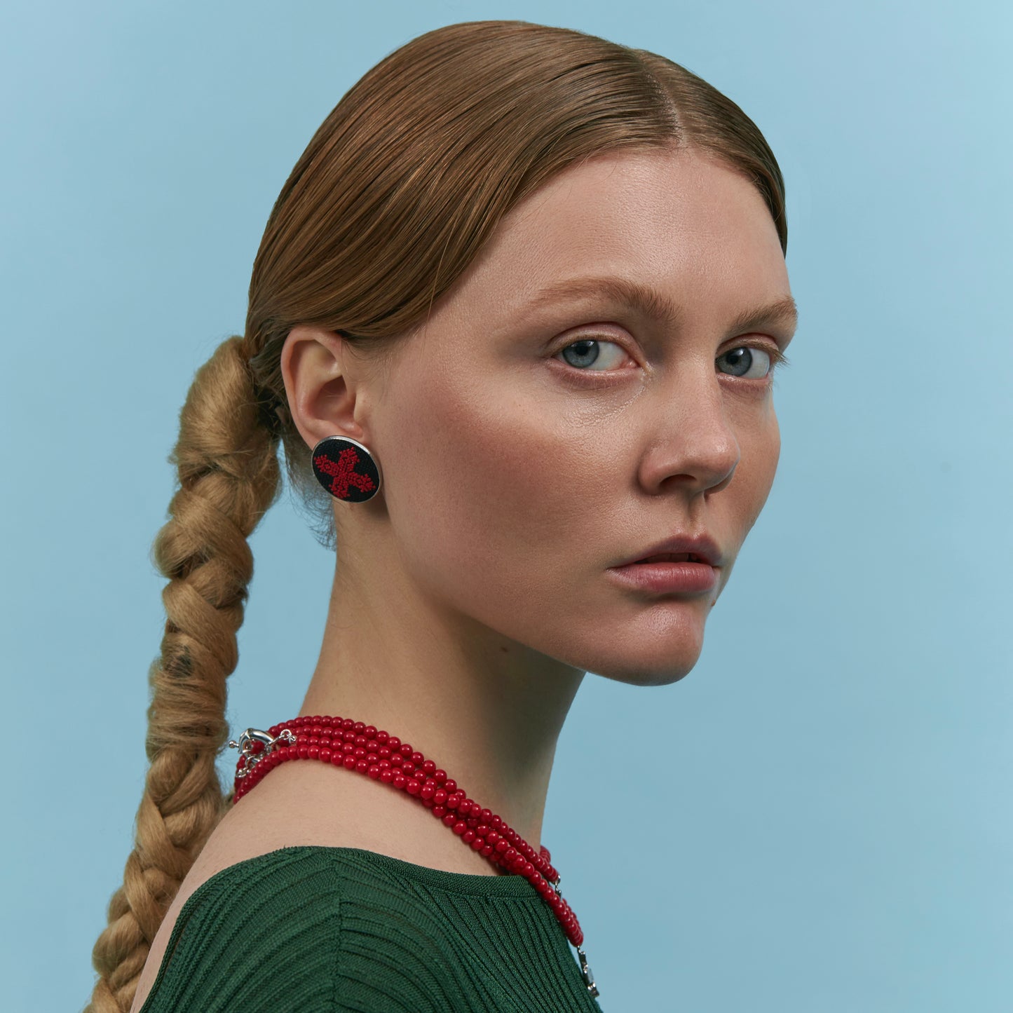 embroidered earrings Хрест