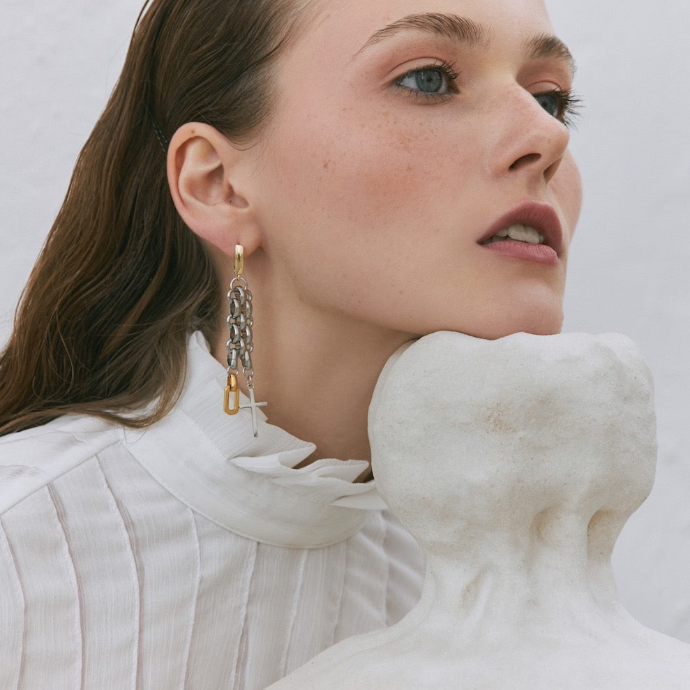 Earrings Steel Trident