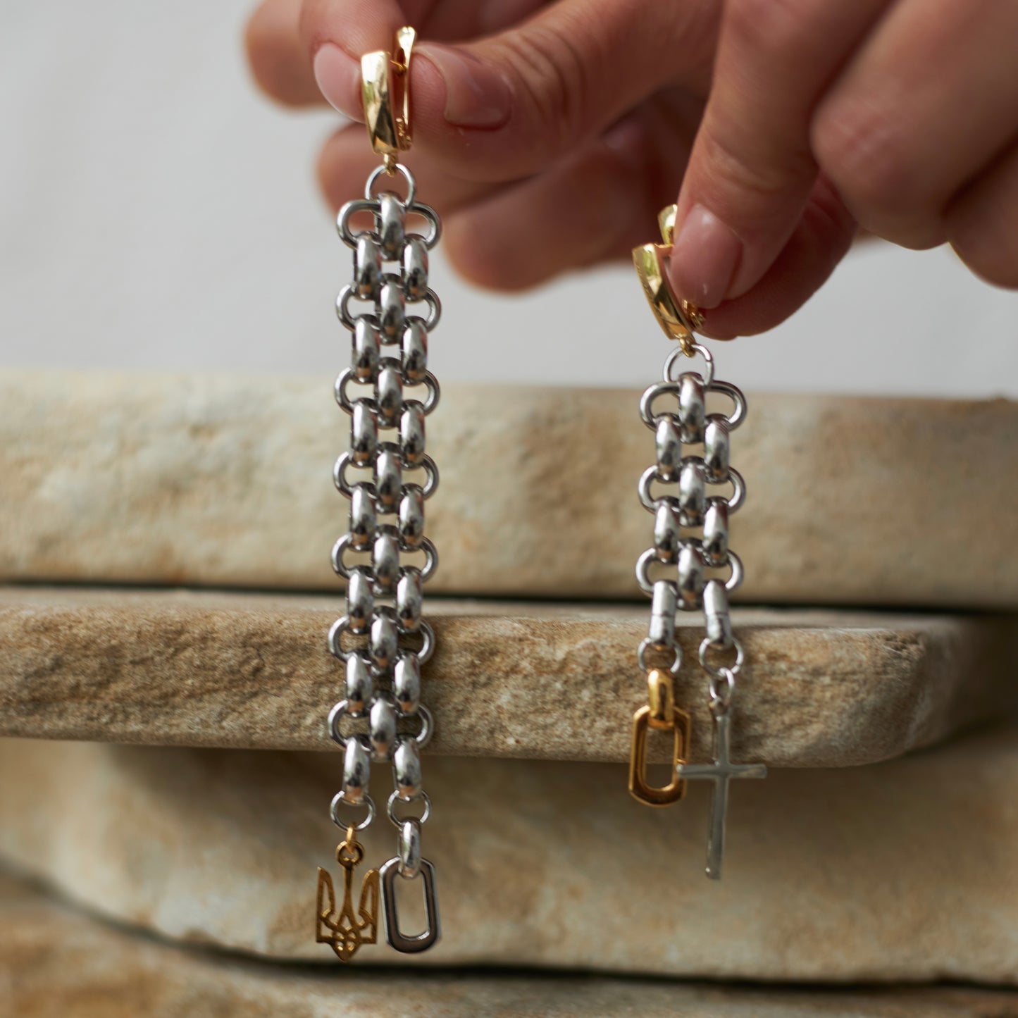 Earrings Steel Trident