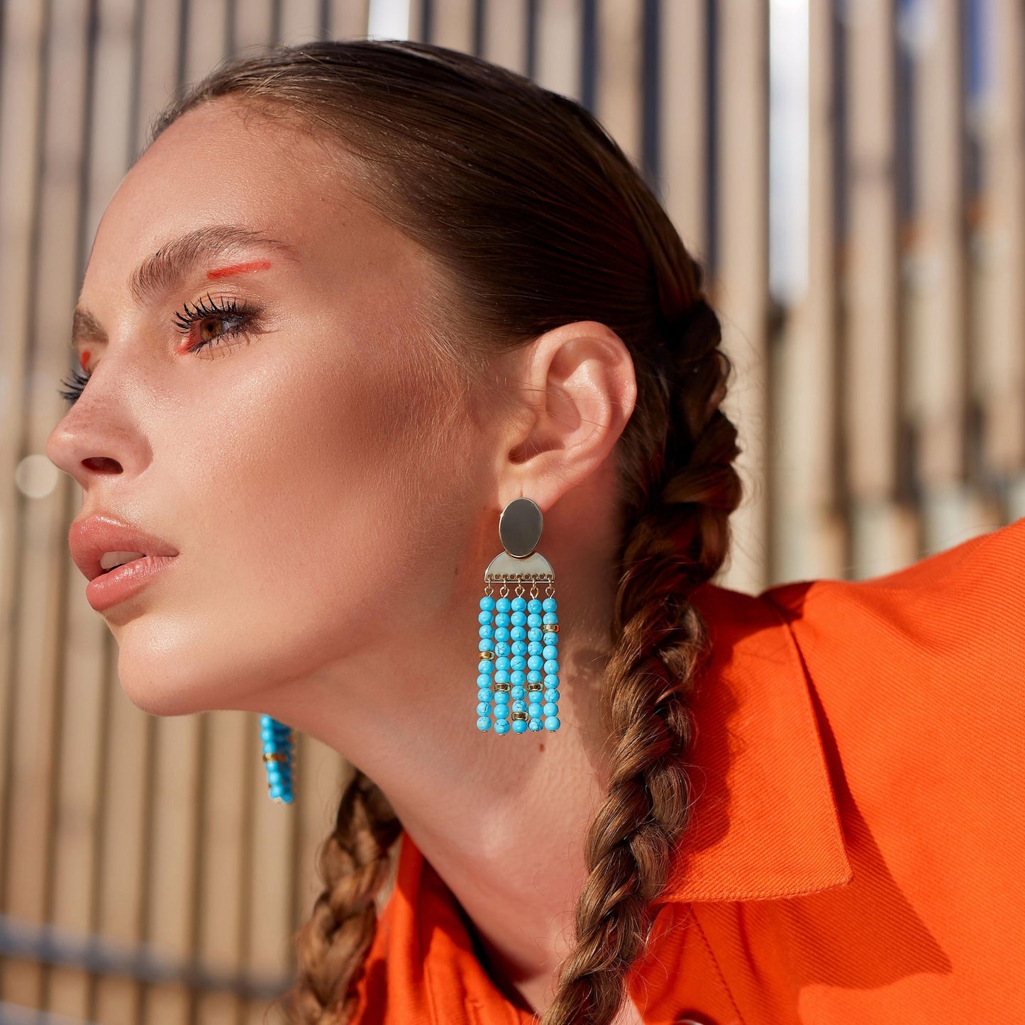 Turquoise earrings “Etno”