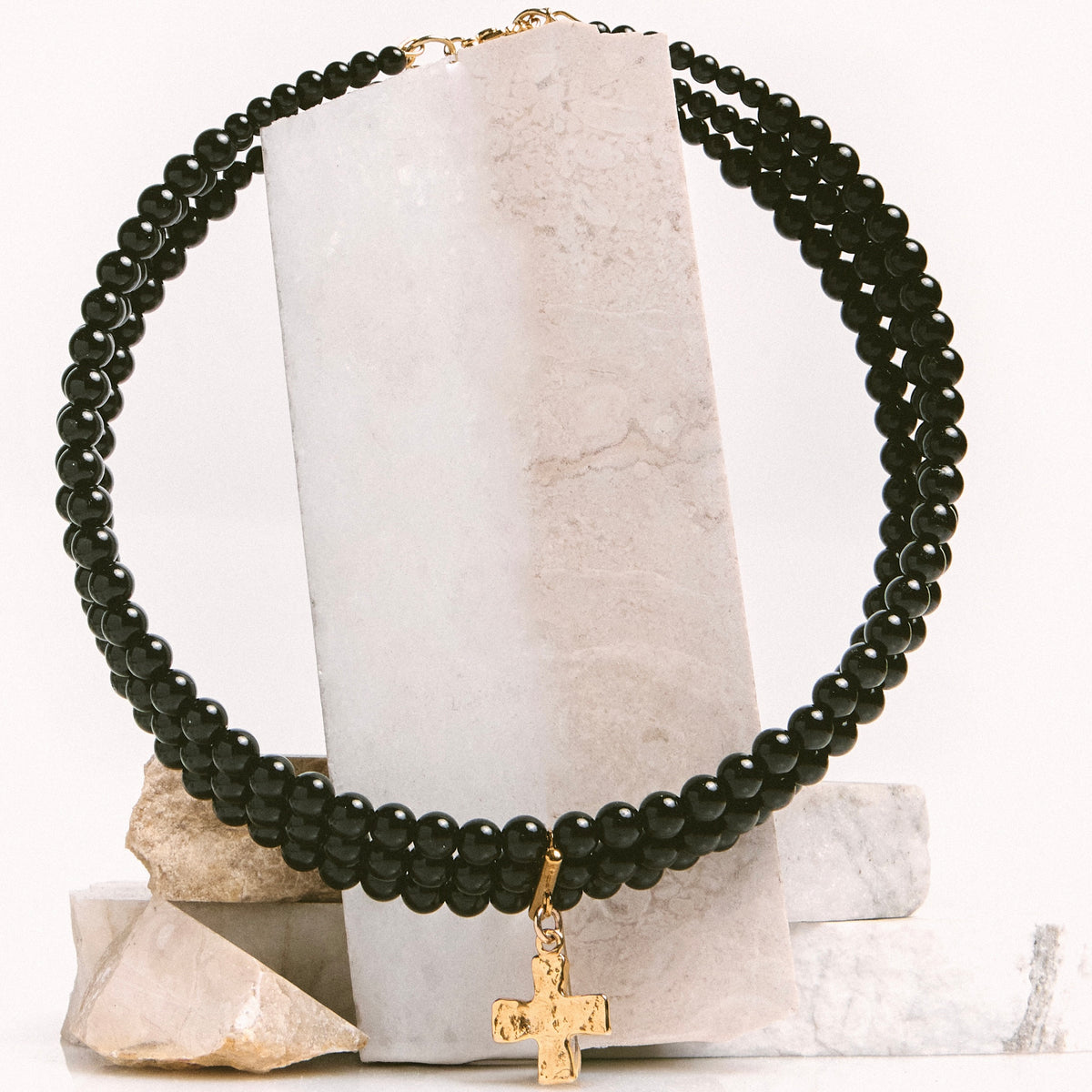 MAGDALENE Onyx Choker gold