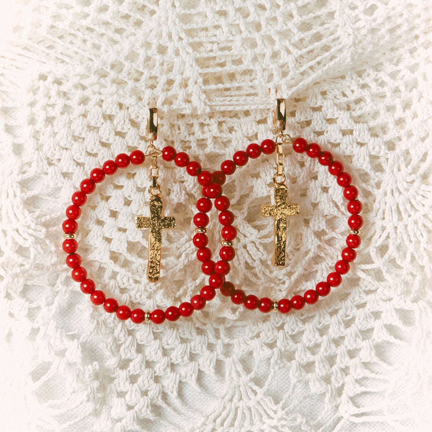 MAGDALENE Coral Earrings gold