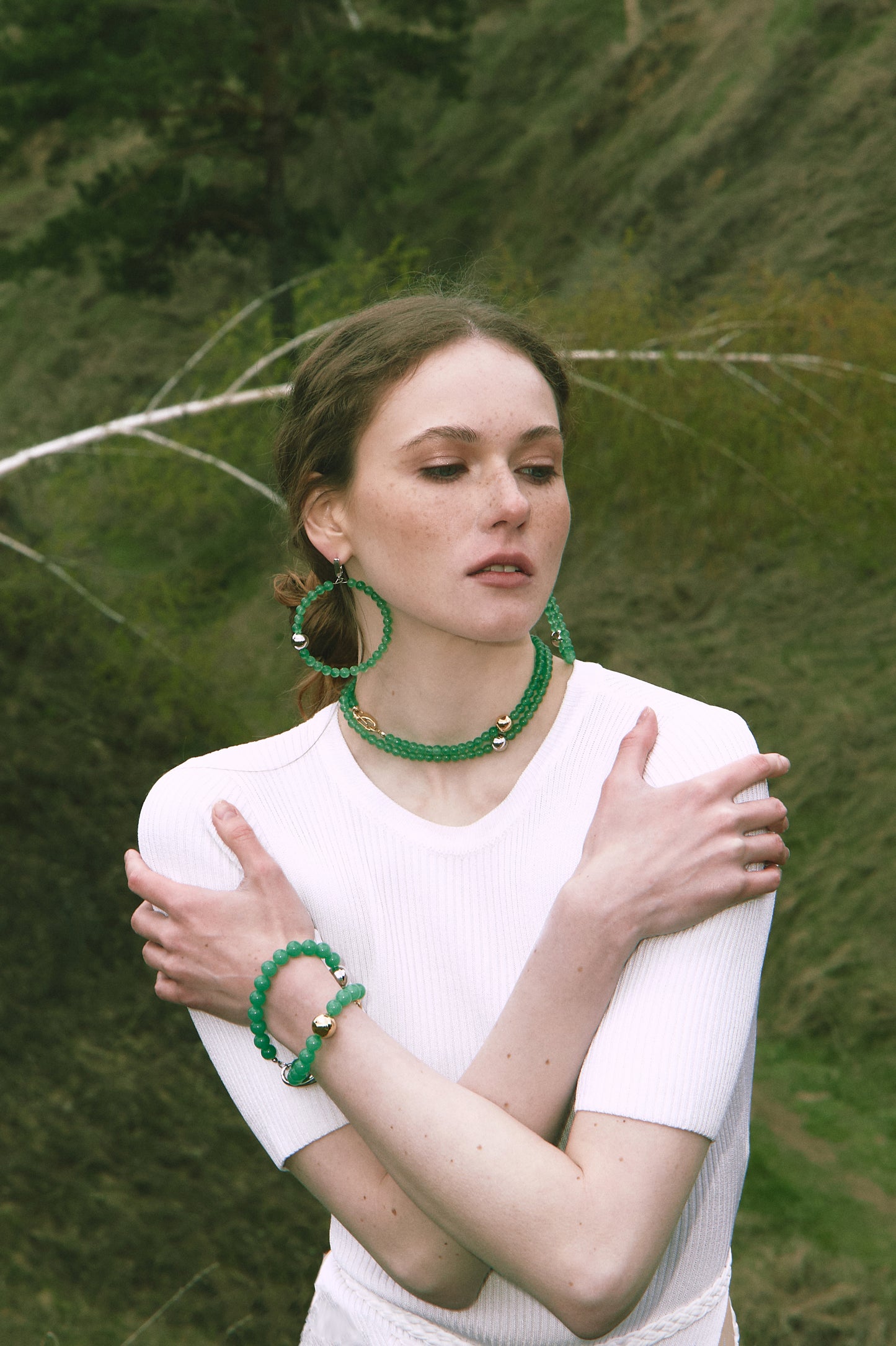 Necklaces ELEMENTS Aventurine platinum