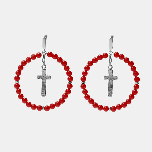 Earrings Oberig Onyx platinum