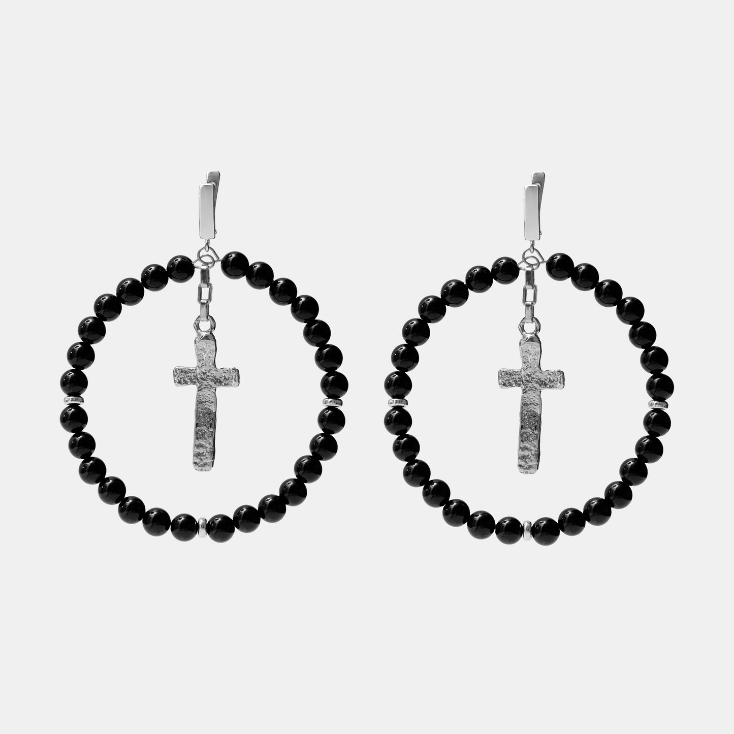 Earrings Oberig Onyx platinum