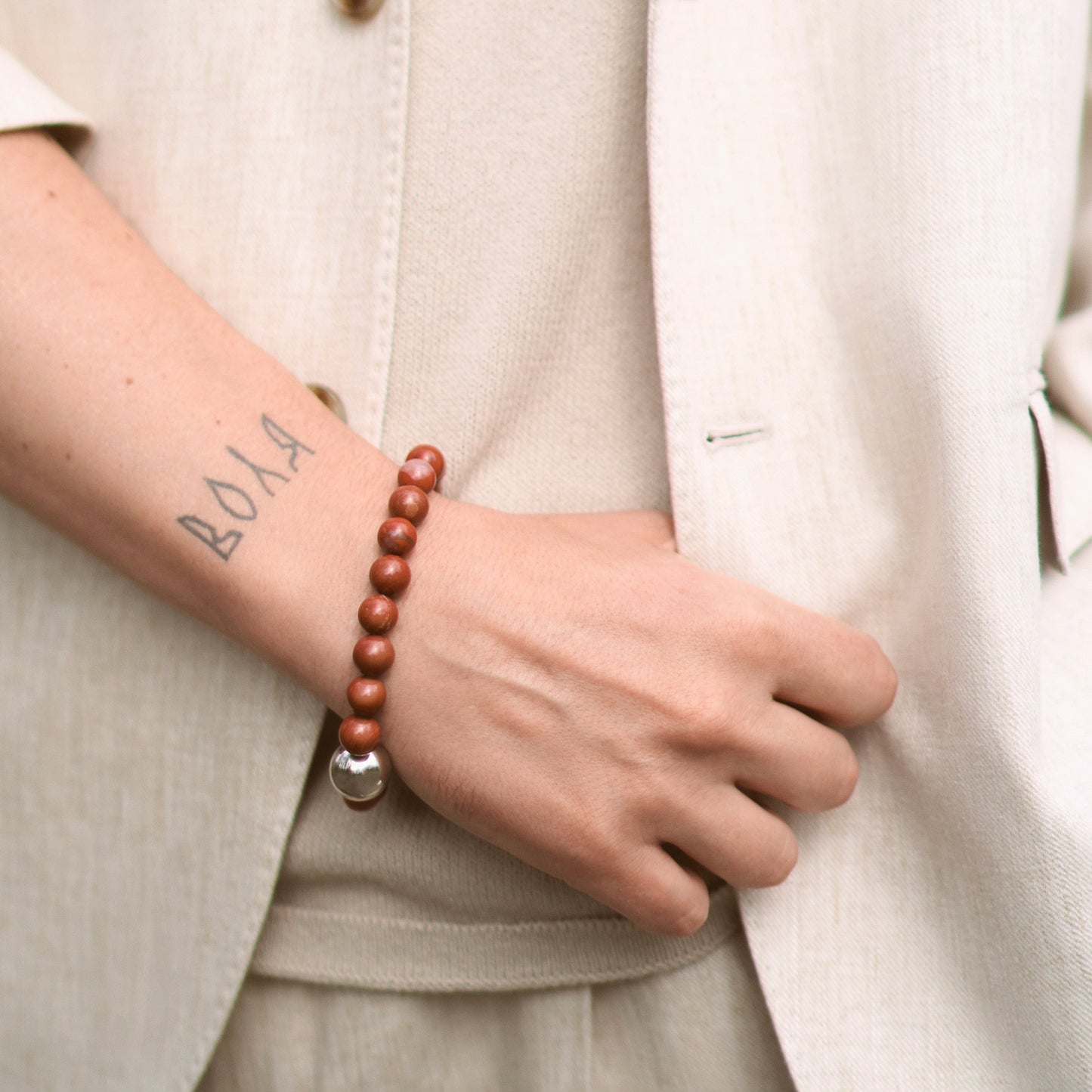 Bracelet man ELEMENTS Jasper platinum