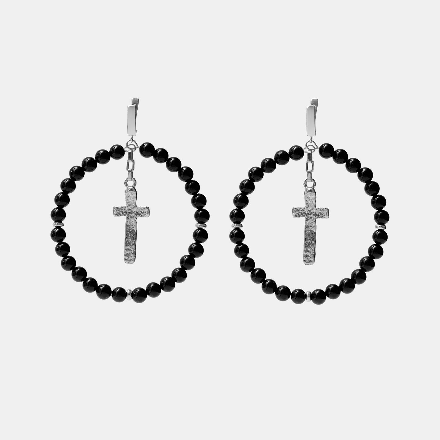 MAGDALENE Onyx Earrings platinum
