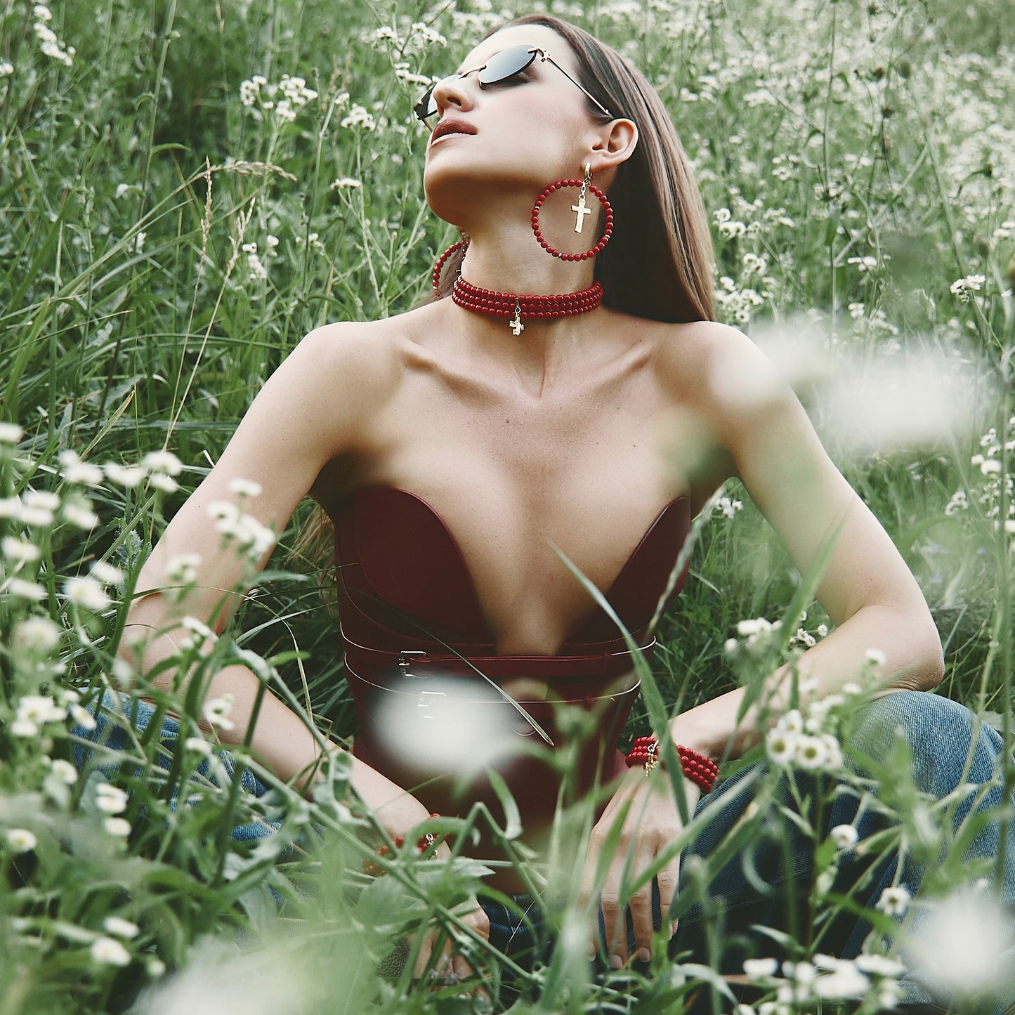 MAGDALENE Coral Choker gold