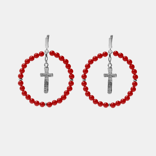 MAGDALENE Coral Earrings platinum