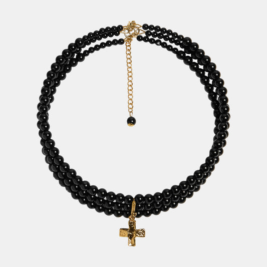 MAGDALENE Onyx Choker gold