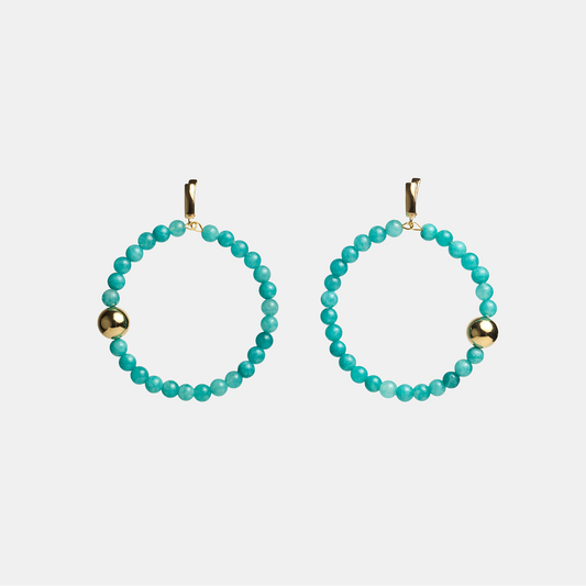 Earrings circle ELEMENTS Aventurine gold