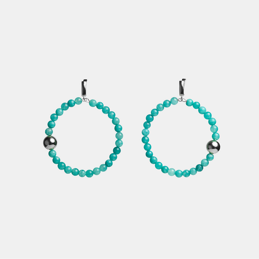 Earrings circle ELEMENTS Aventurine platinum