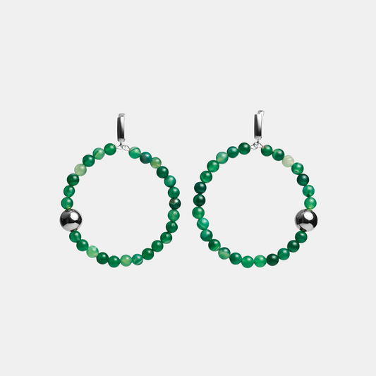 Earrings circle ELEMENTS Agat platinum