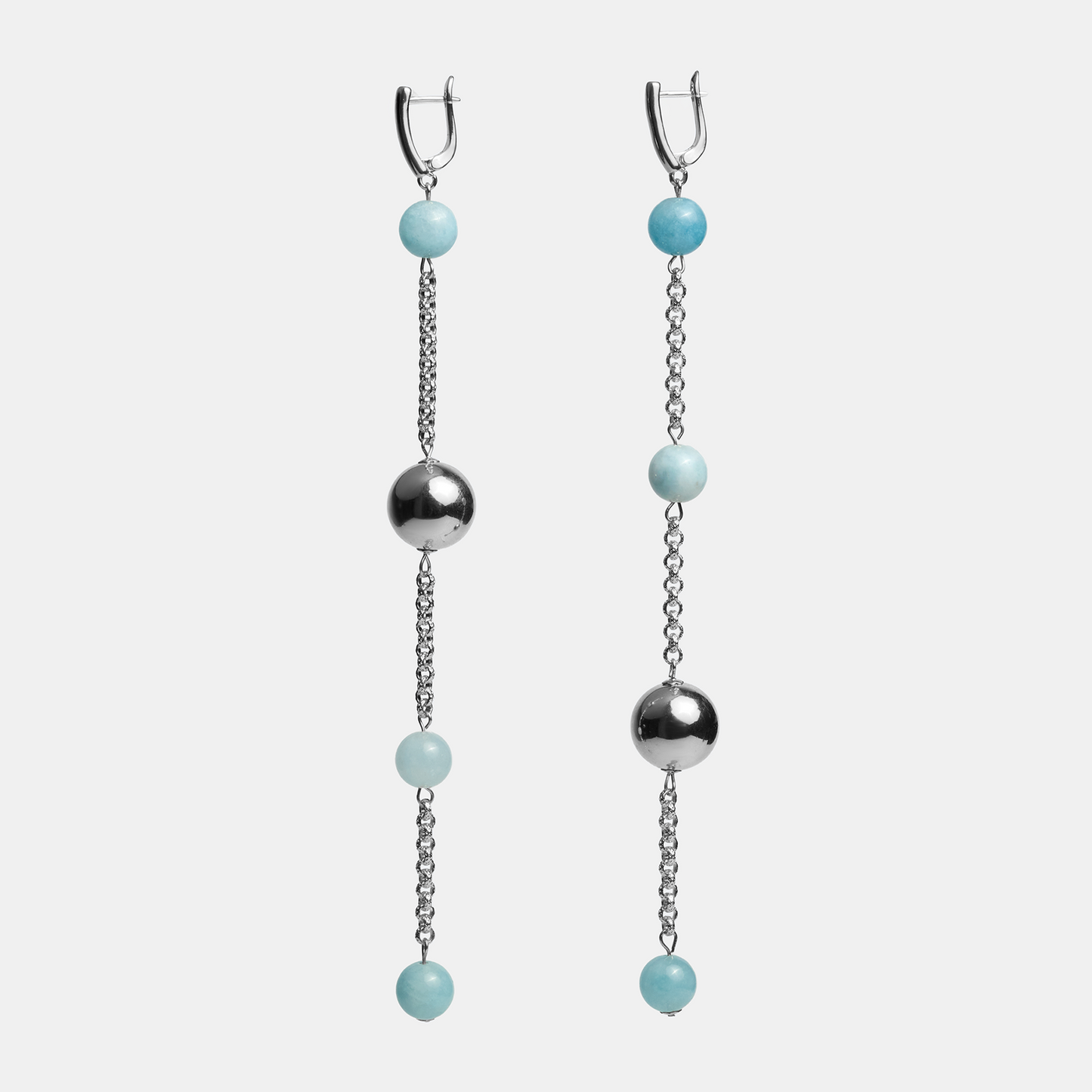 Earrings space ELEMENTS Aquamarine platinum