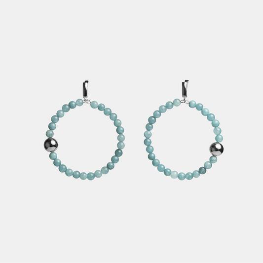 Earrings circle ELEMENTS Aquamarine platinum