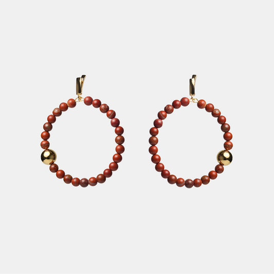 Earrings circle ELEMENTS Jasper gold