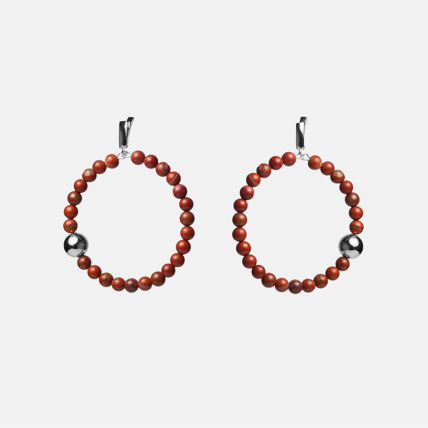 Earrings circle ELEMENTS Jasper platinum
