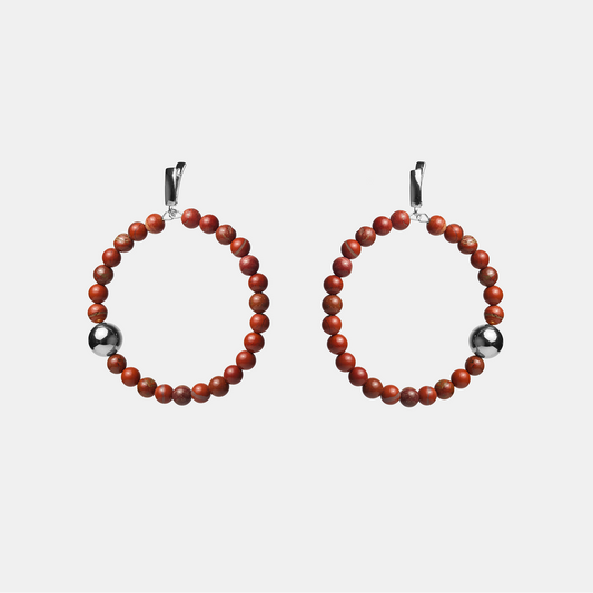 Earrings circle ELEMENTS Jasper platinum