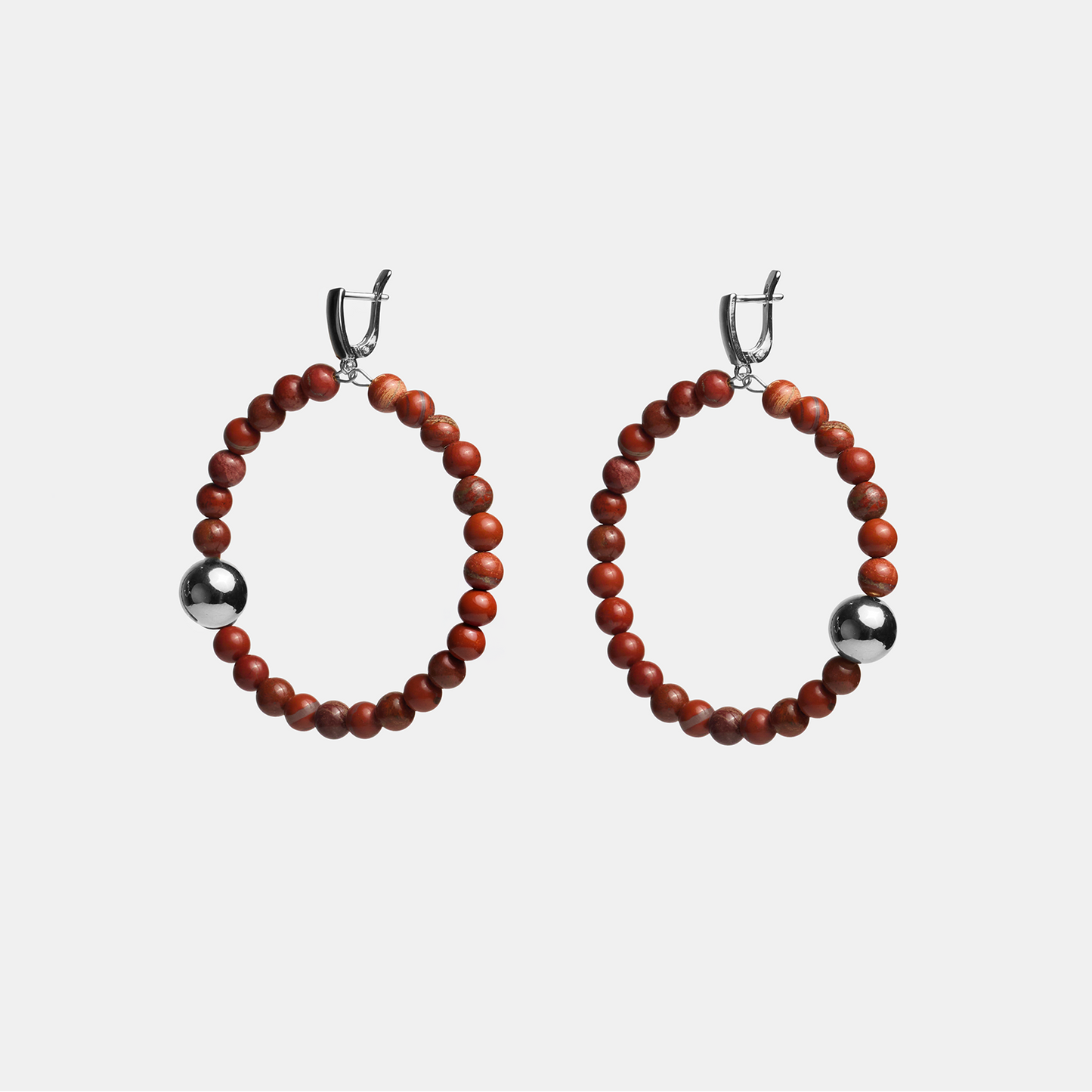 Earrings circle ELEMENTS Jasper platinum