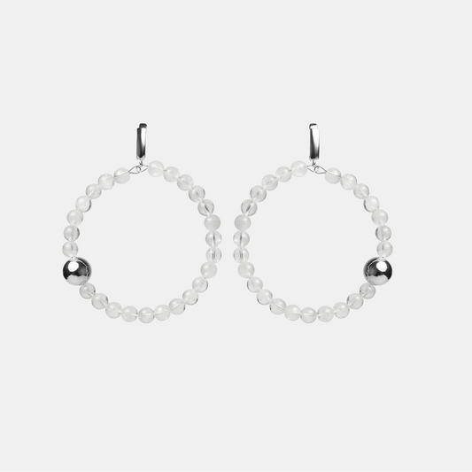 Earrings circle ELEMENTS Rock Crystal platinum
